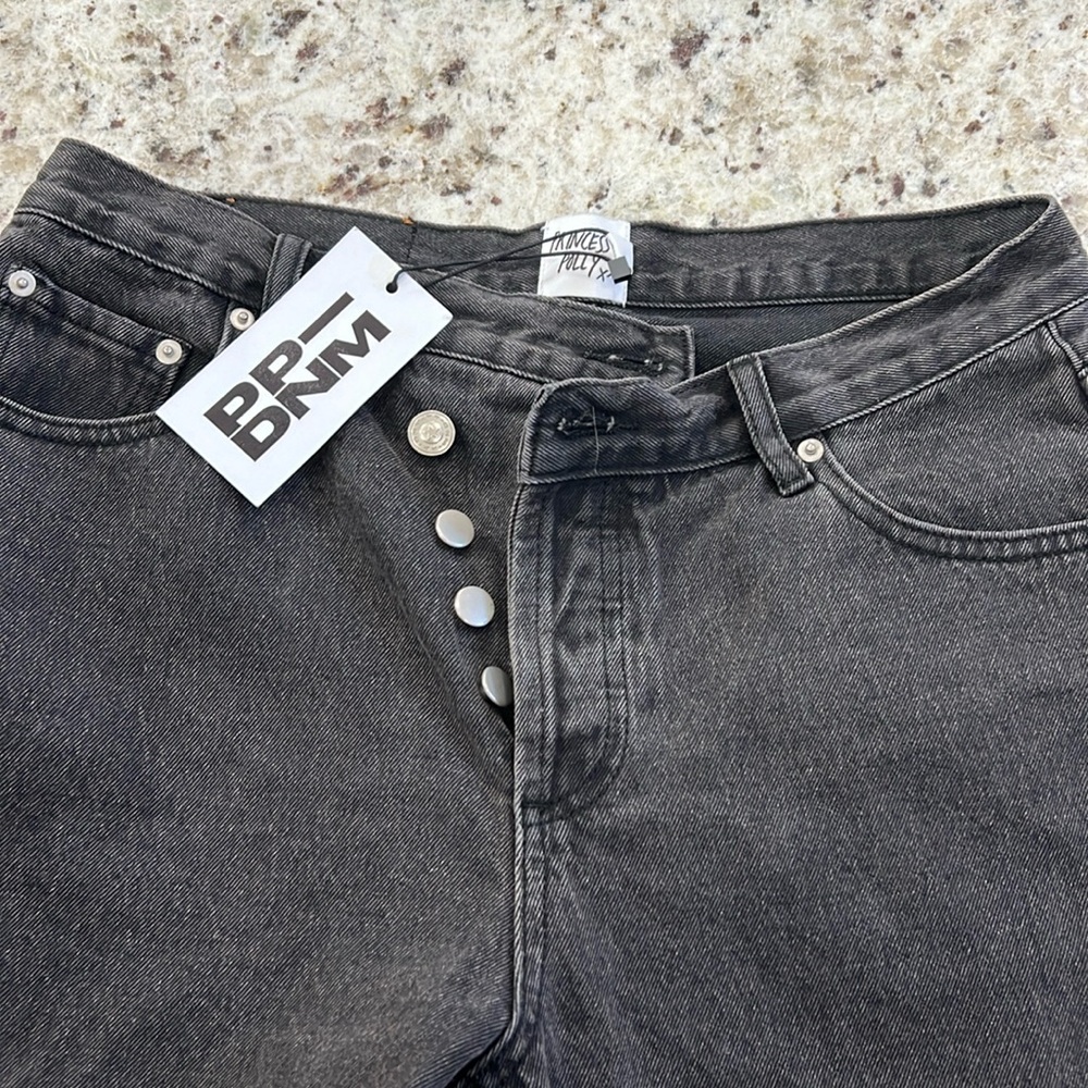 Princess Polly asymmetric straight leg jeans black NET. US size 8